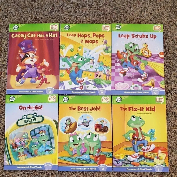 LOT‎ of 6 TAG LEAP READER Consonants & SHORT VOWELs AEIOU Book Series COMPLETE - Picture 1 of 8